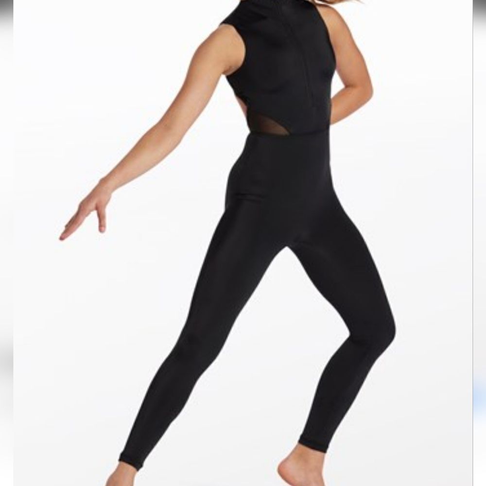 Balera. Black Sleeveless Jumpsuit with High Collar. Size LC. EUC